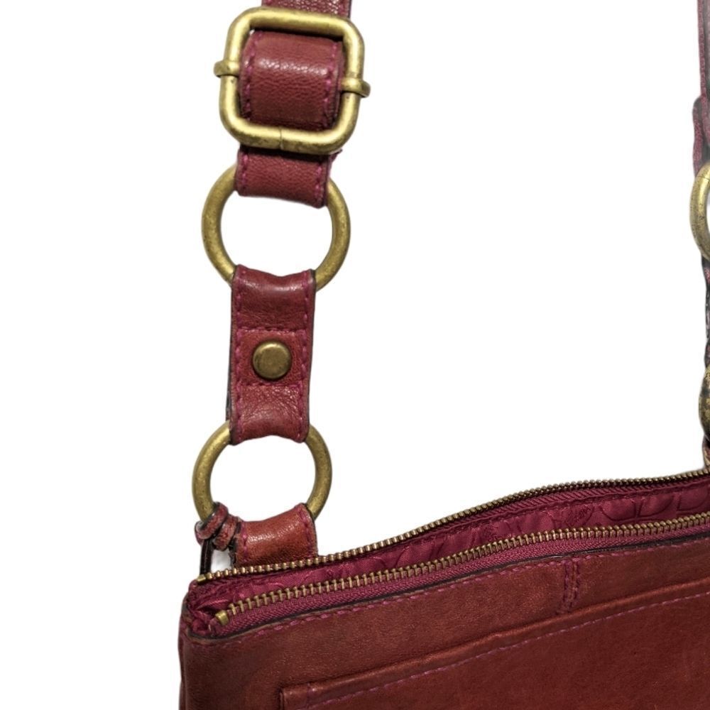 FOSSIL Dark Red Leather Lock Key Crossbody Bag - Picture 8 of 16